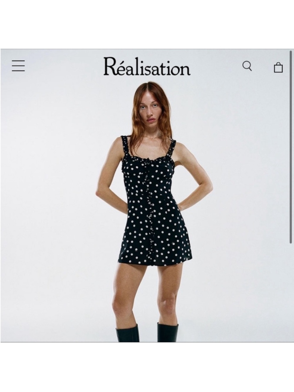 Réalisation Par Black with White Polka Dot Mini Dress